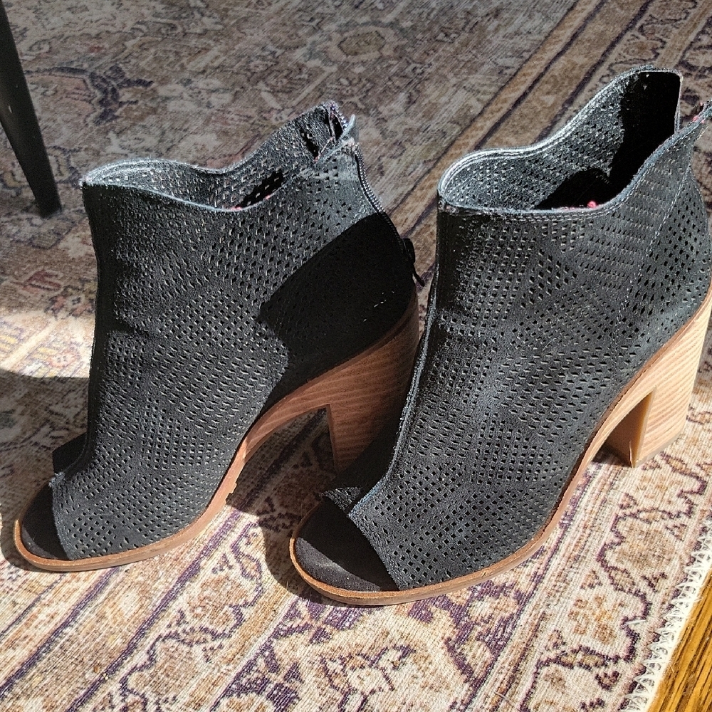 Black Peep-Toe Ankle Boots Lucky Brand